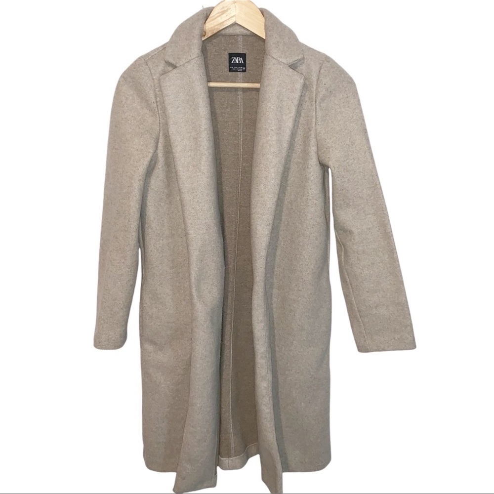 Zara Long Beige Shacket Sweater Coat Neutral Size Small